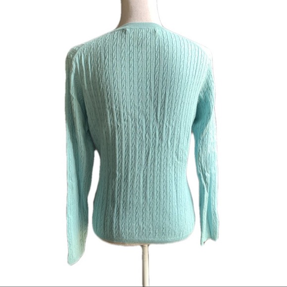 David Brooks Blue Silk Cashmere Mini Cable Knit Sweater Small - Picture 4 of 6